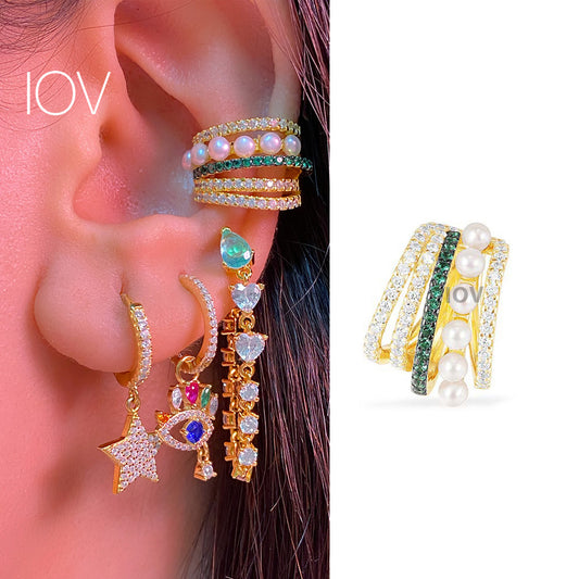 emerald and pearl earcuff