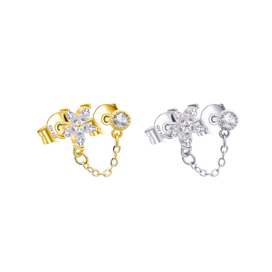 flower shape and single stone chain linked.