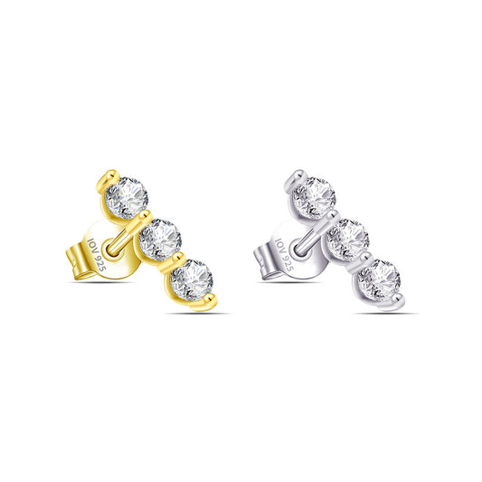 Three stones bar stud earring.