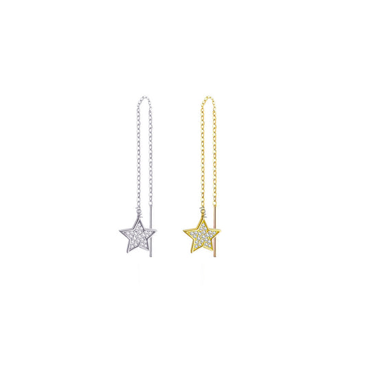 CZ star shape thread earring.