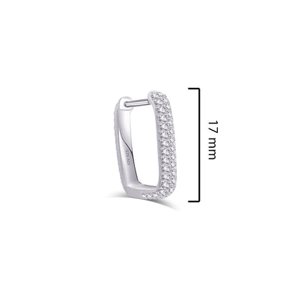 Rectangular hoop CZ pave setting earring.