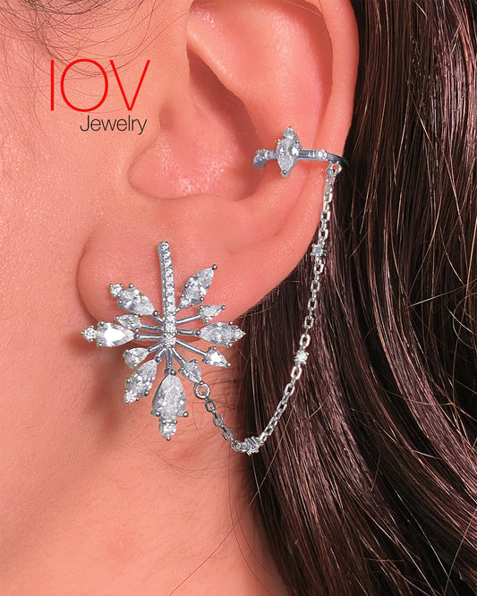 cluster of pear shapes attached to earcuff.