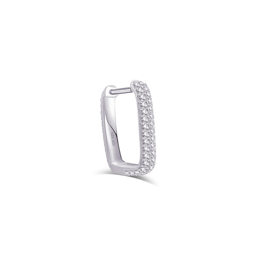 Rectangular hoop CZ pave setting earring.