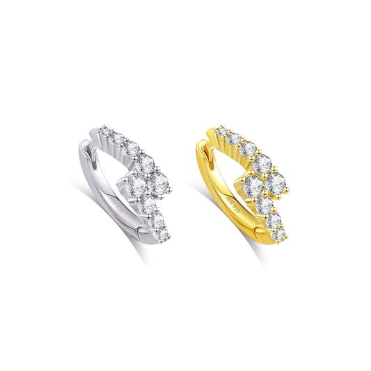 uneven one line huggie hoop earring.