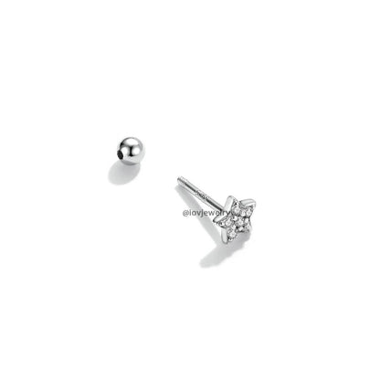 CZ star ball back earring.