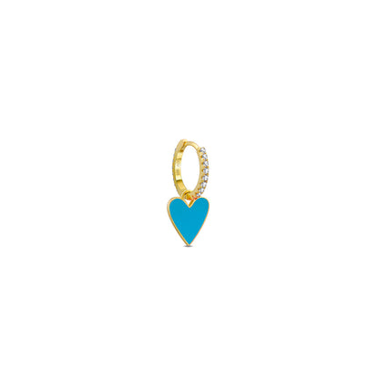 heart shape enamel dangling hoops earrings.