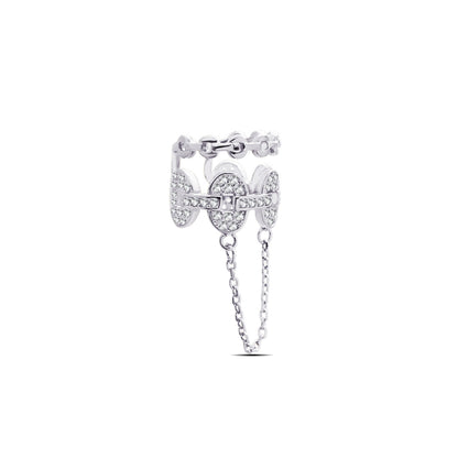earcuff with dangling chain.