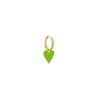 heart shape enamel dangling hoops earrings.
