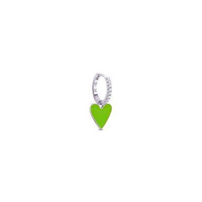 heart shape enamel dangling hoops earrings.