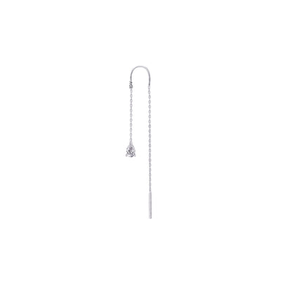 threader earring with dangling pear shape CZ stone.