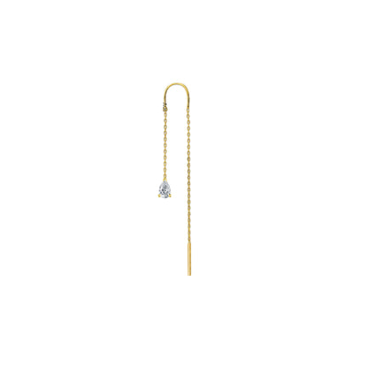 threader earring with dangling pear shape CZ stone.