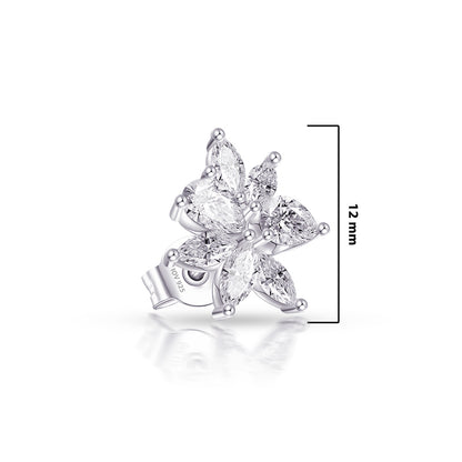 cluster of pear and marquise CZ shapes stud earring.