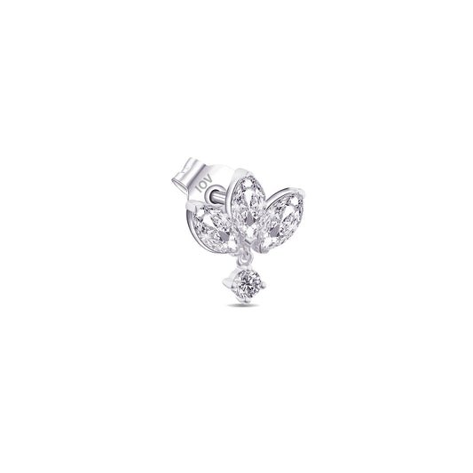 invisible marquise setting lotus shape with dangling round stone.