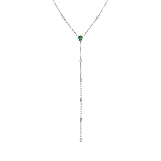 emerald Y shape necklace