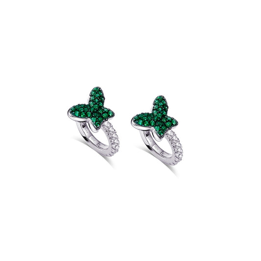 butterfly emerald color huggie hoops earrings.
