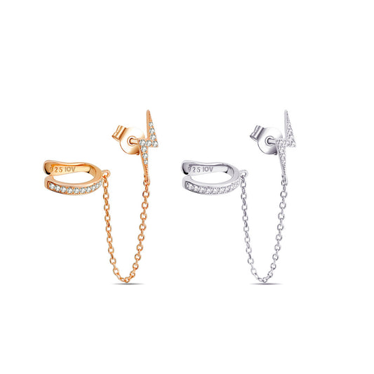 Bolt shape linked to earcuff.