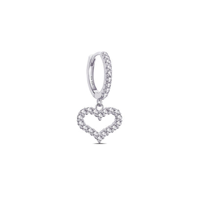 Dangling heart shape hoop earrings.