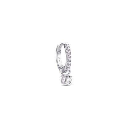 hoops earrings with dangling removable round stone.