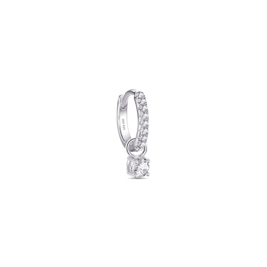 hoops earrings with dangling removable round stone.