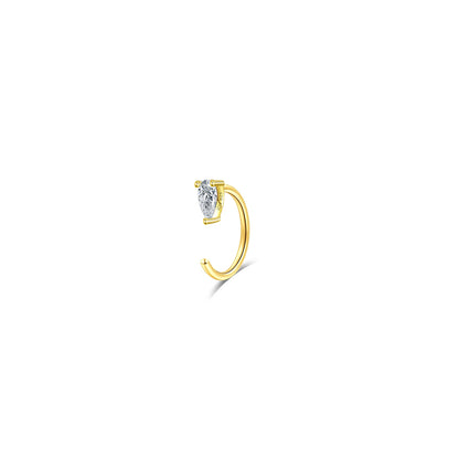 CZ pear and round shape open hoops.