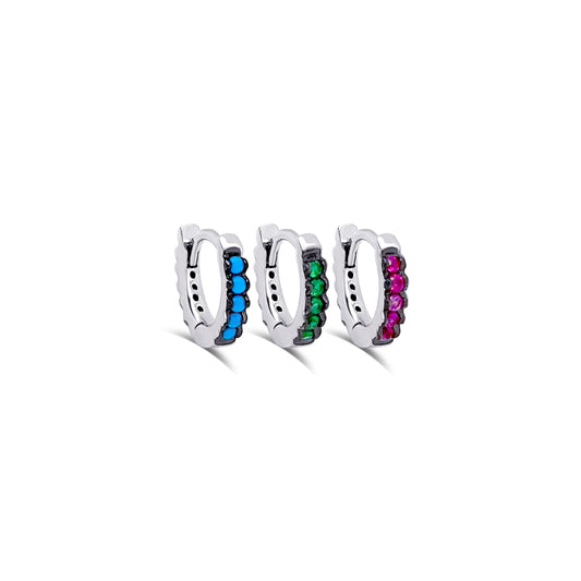 6mm colored stones hoops.