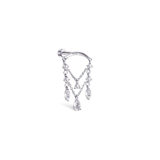 chandelier style flat back piercing.